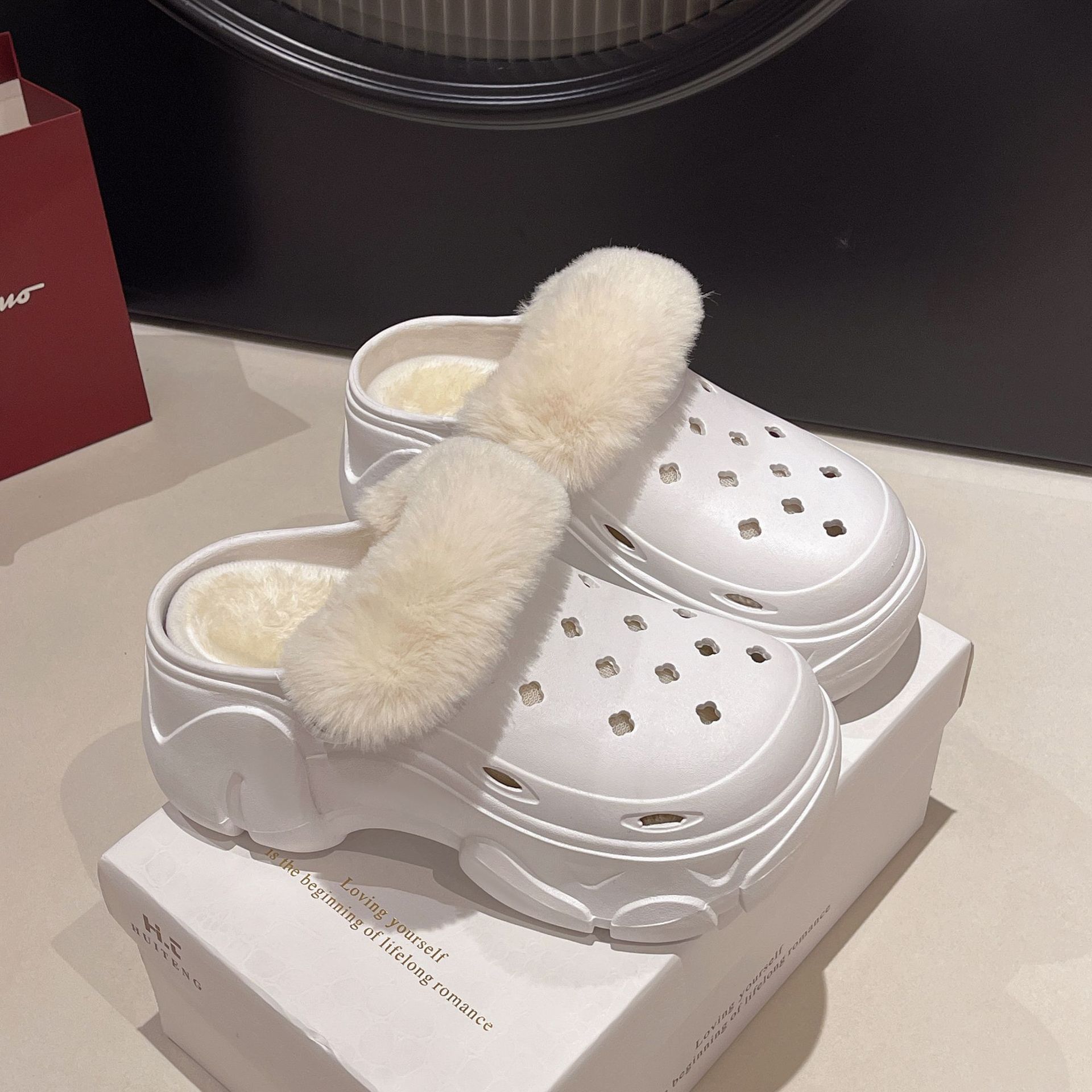 Women'S Shoes Clogs - Women's High Heel Fleece Lined Clog