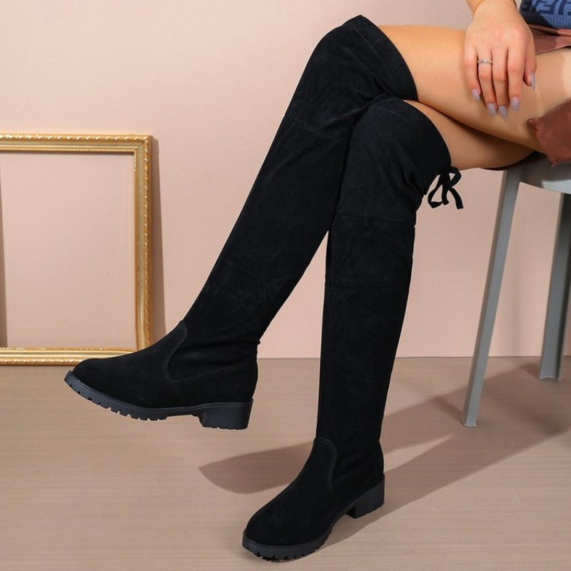 Sock Boot Women - Women Over‑the‑Knee Boots Suede Block Heel