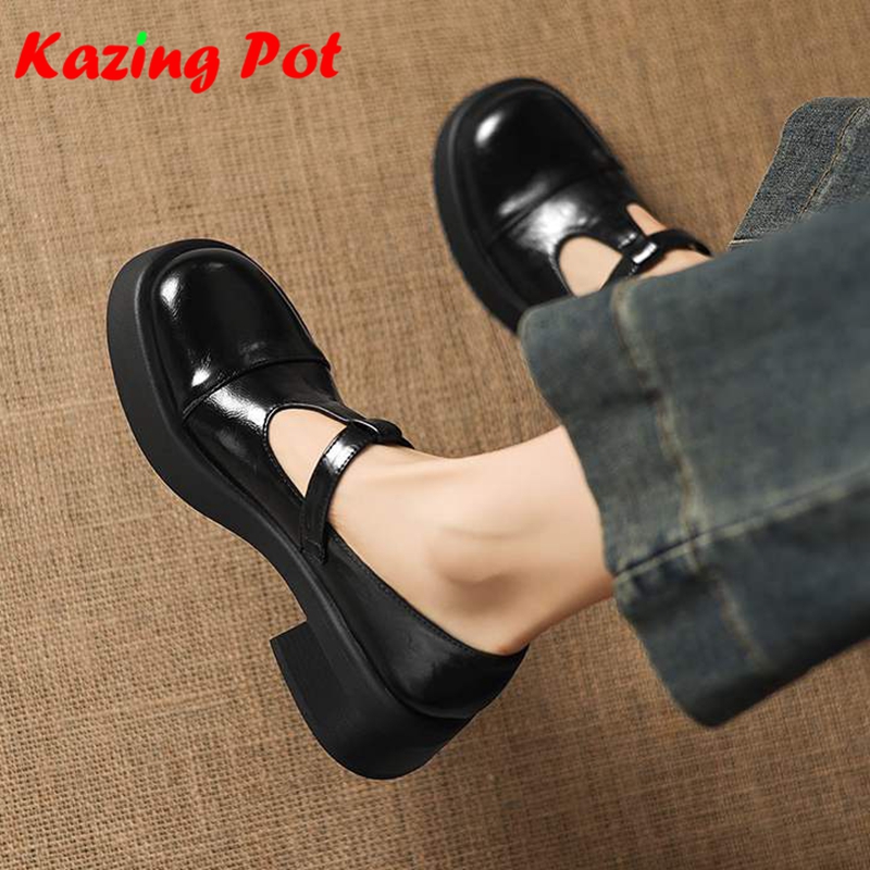 Oxford Lace Up Women - Krazing Pot Microfiber Round Toe Thick