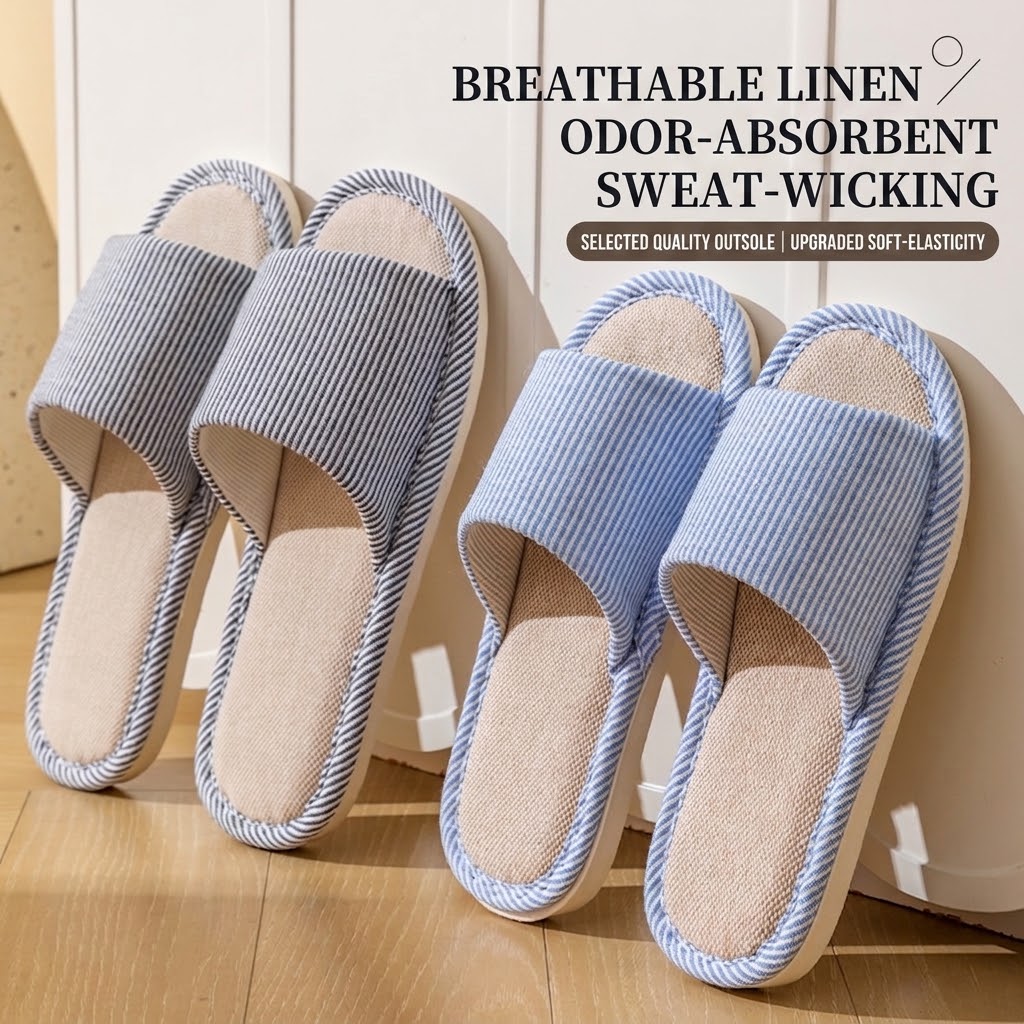 Mule Slip On - Breathable Flax Linen Slippers Women Men