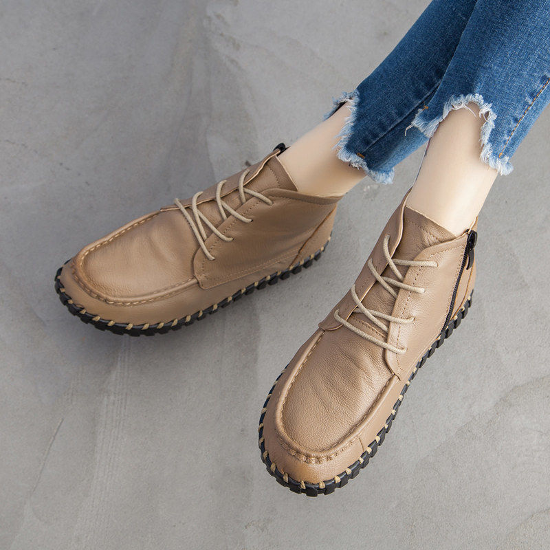 Real Leather Boots Women's Aut - огляд і ціна Oxford Lace Up Women