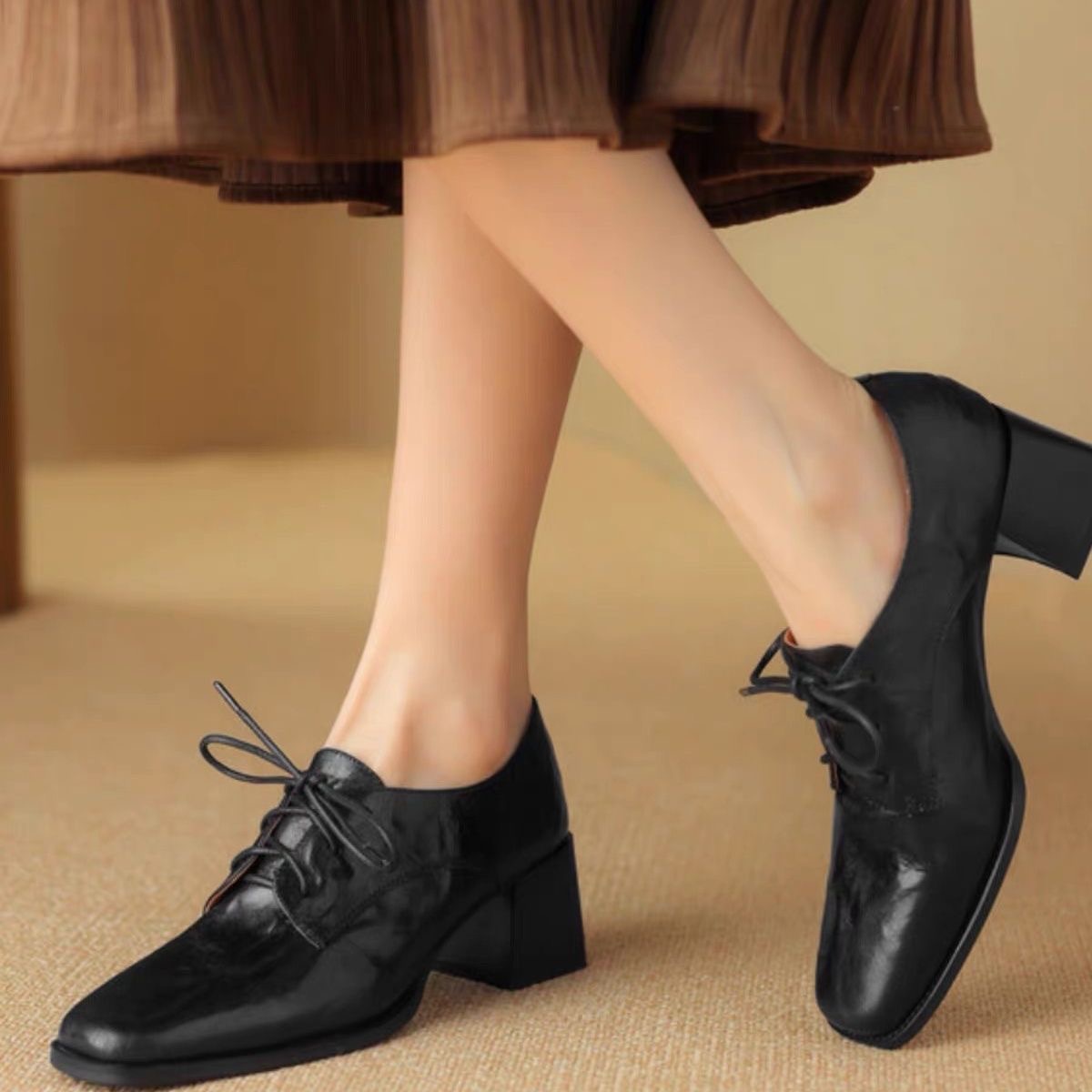Women Square Toe Lace Up Oxfor - огляд і ціна Oxford Lace Up Women