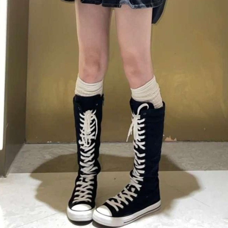 2025 New High Top Canvas Shoes - огляд і ціна Knee High Boots Women