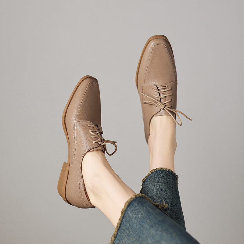 EAGSITY Cow leather chunky hee - огляд і ціна Oxford Lace Up Women