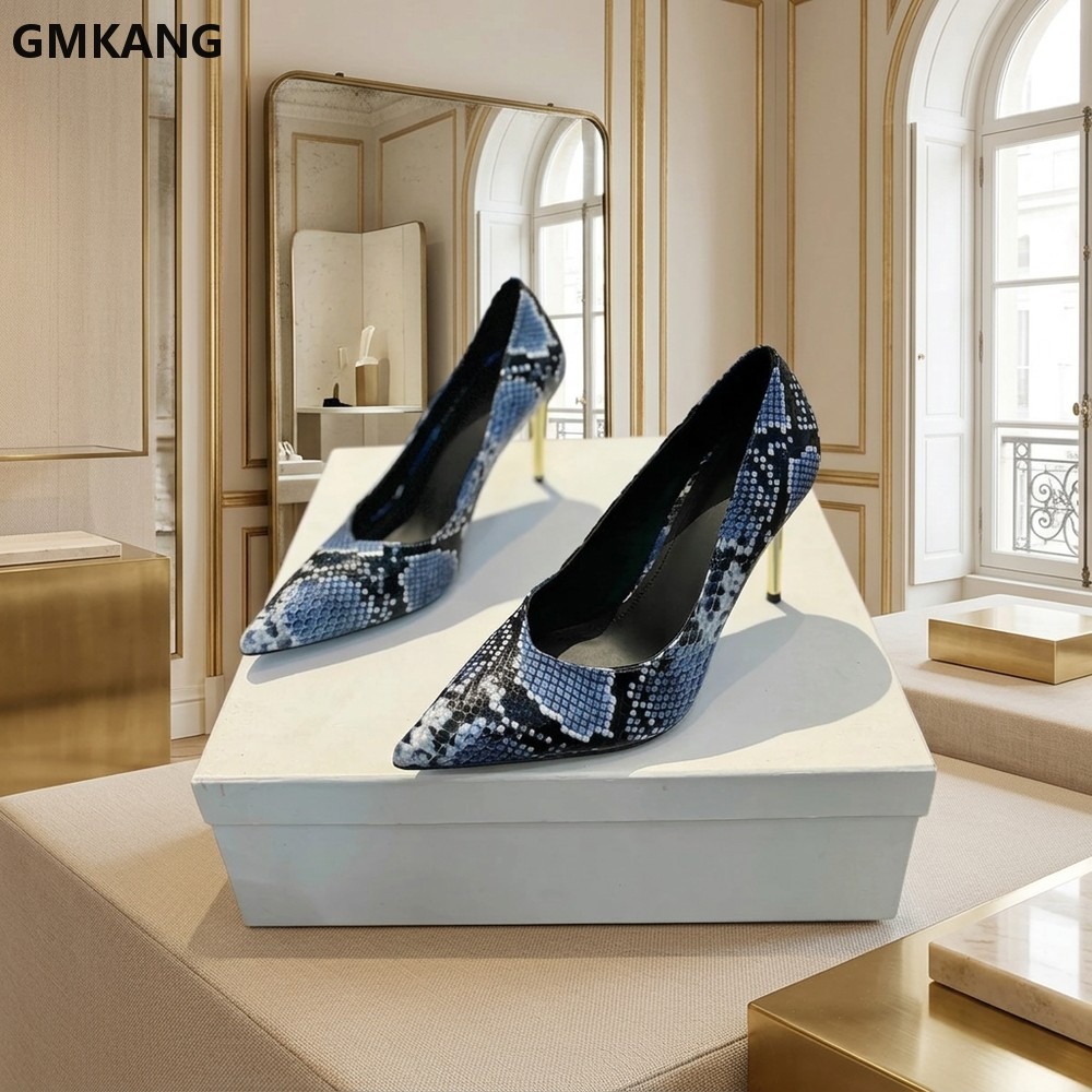 Women Snake Print Pointed Toe  - огляд і ціна Court Heel Pointed