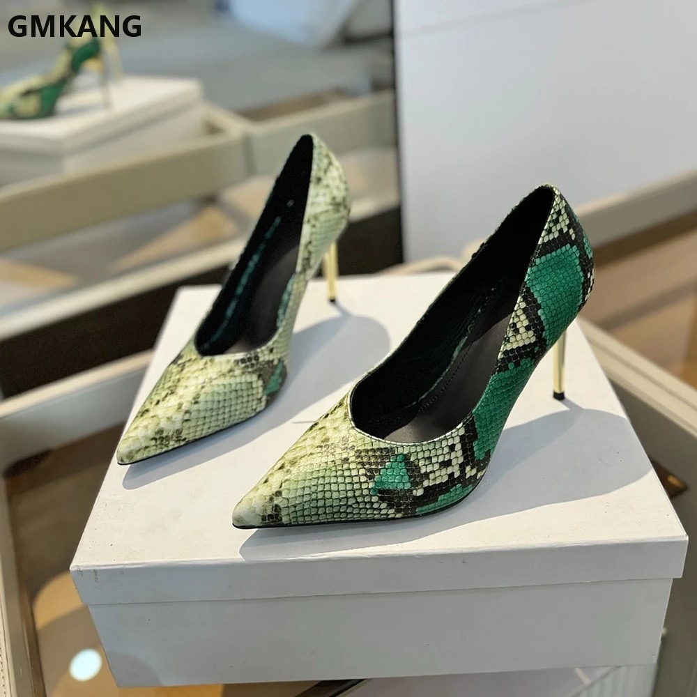 Women Snake Print Pointed Toe  - огляд і ціна Court Heel Pointed