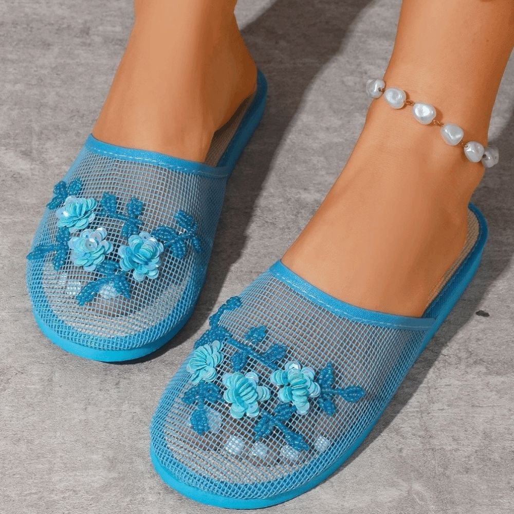 Casual Flower Embroidery Mesh  - огляд і ціна Mule Slip On