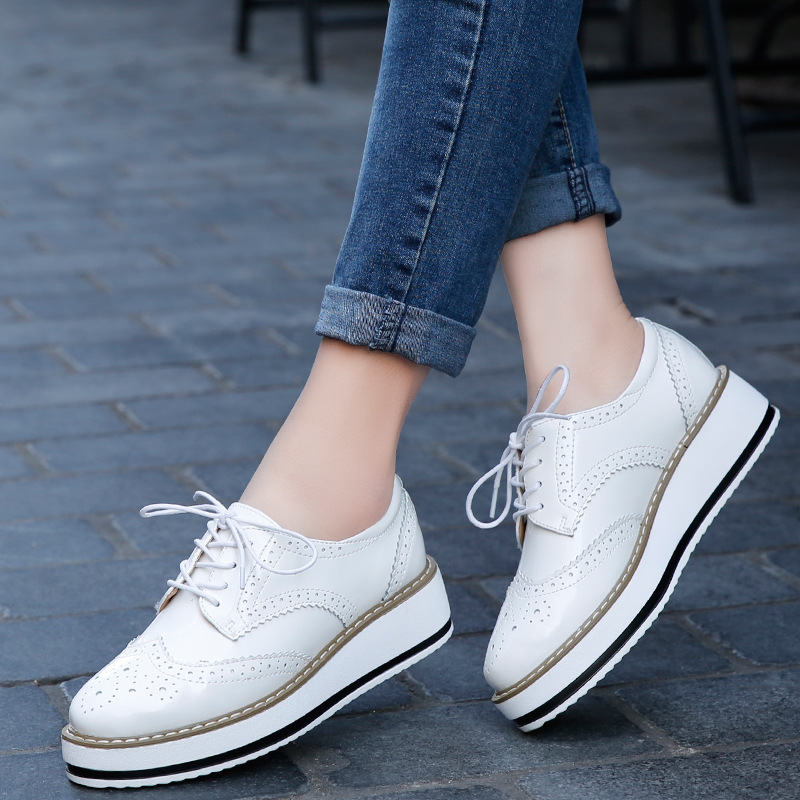 Women Loafers Shoes Leather Th - огляд і ціна Oxford Lace Up Women