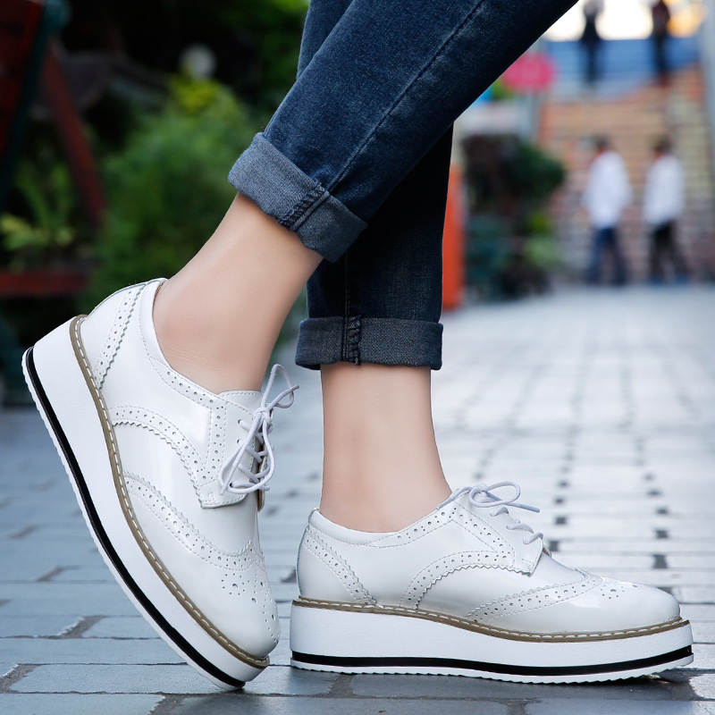 Women Loafers Shoes Leather Th - огляд і ціна Oxford Lace Up Women